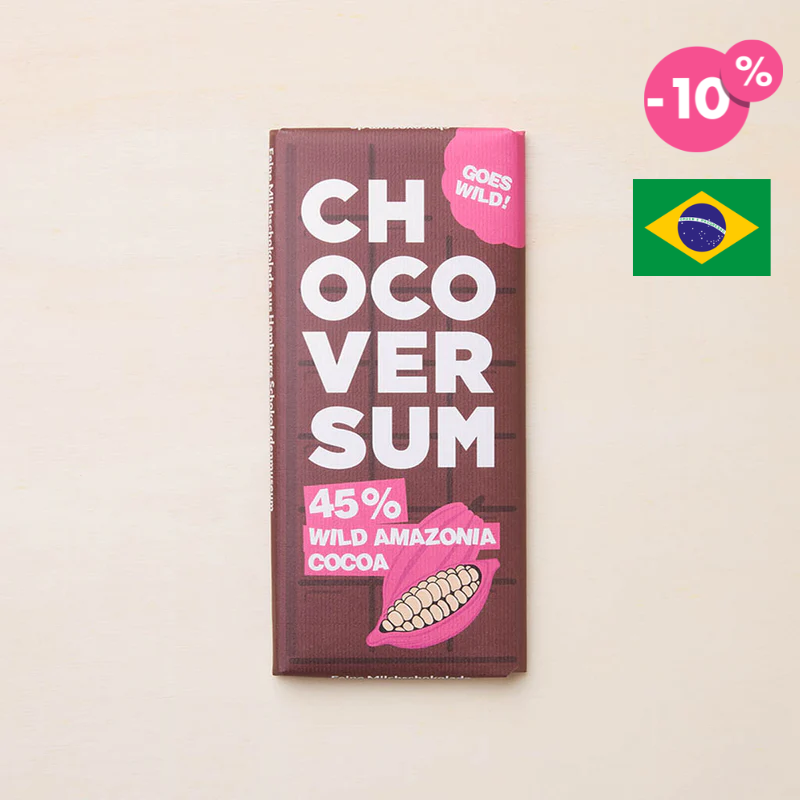 CHOCOVERSUM Wild Amazonia Cocoa - Wildkakaoschokolade Vollmilch 45% - 100g
