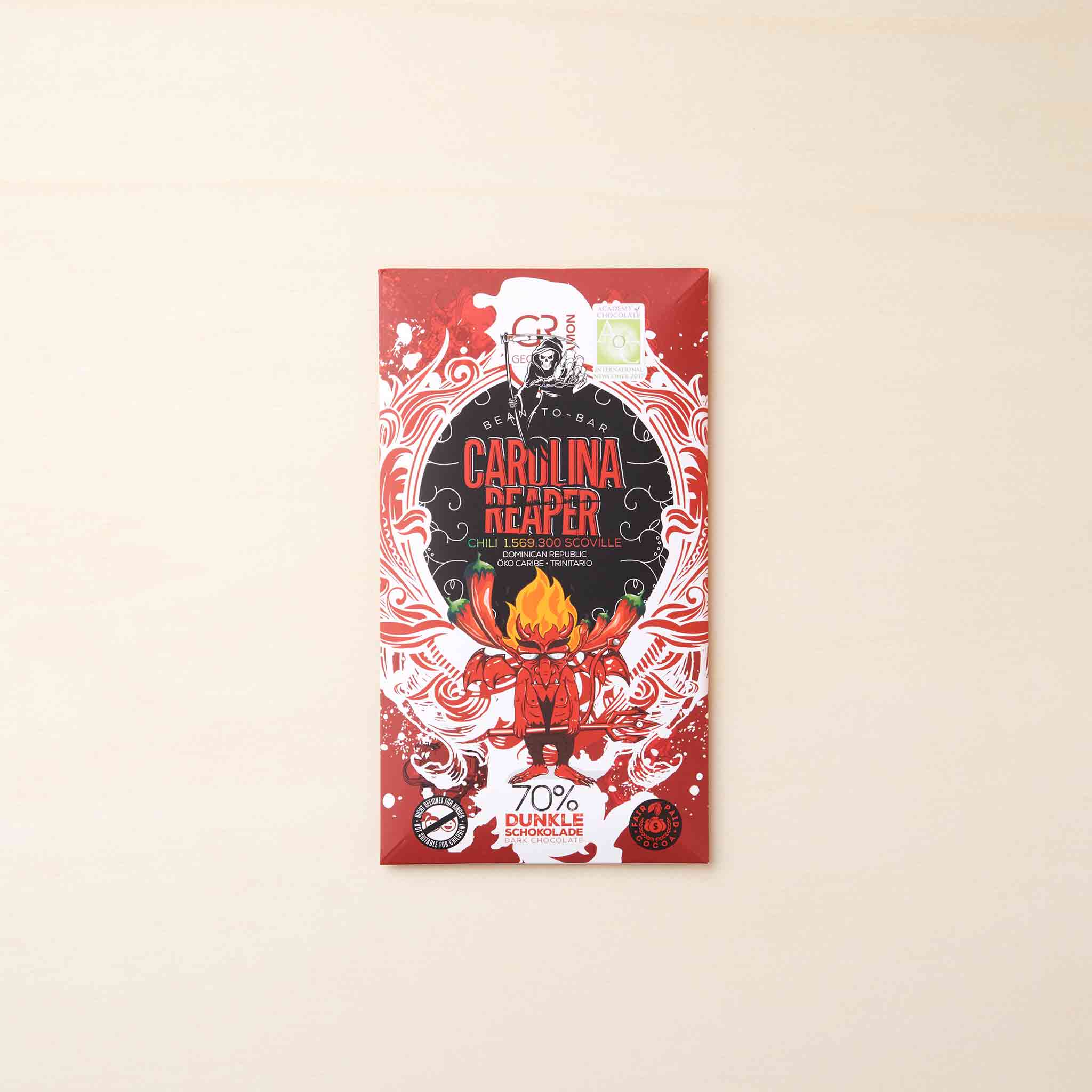 Dunkle Chili-Schokolade mit 70% Kakao und 1.569.300 Scoville-Chili von Georgia Ramon