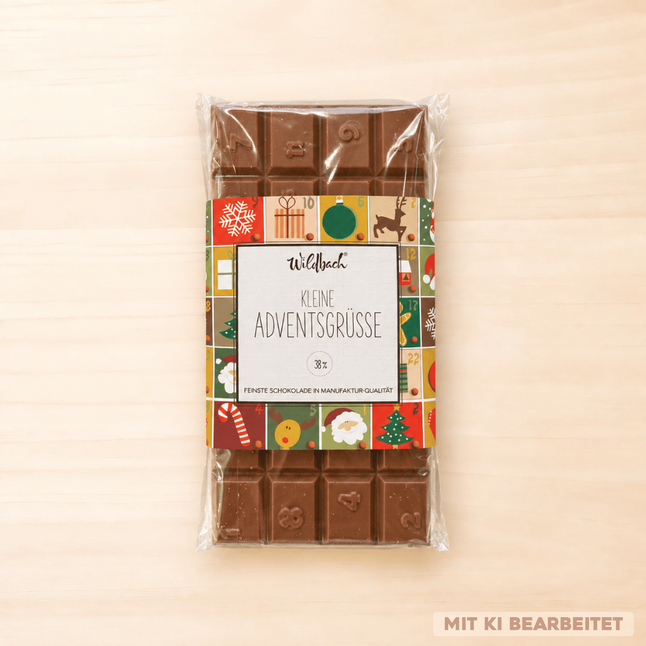 Wildbach Vollmilchschokolade „Kleine Adventsgrüße“ Adventskalender-Tafel mit Lebkuchengewürz in weihnachtlicher Verpackung, 90 g