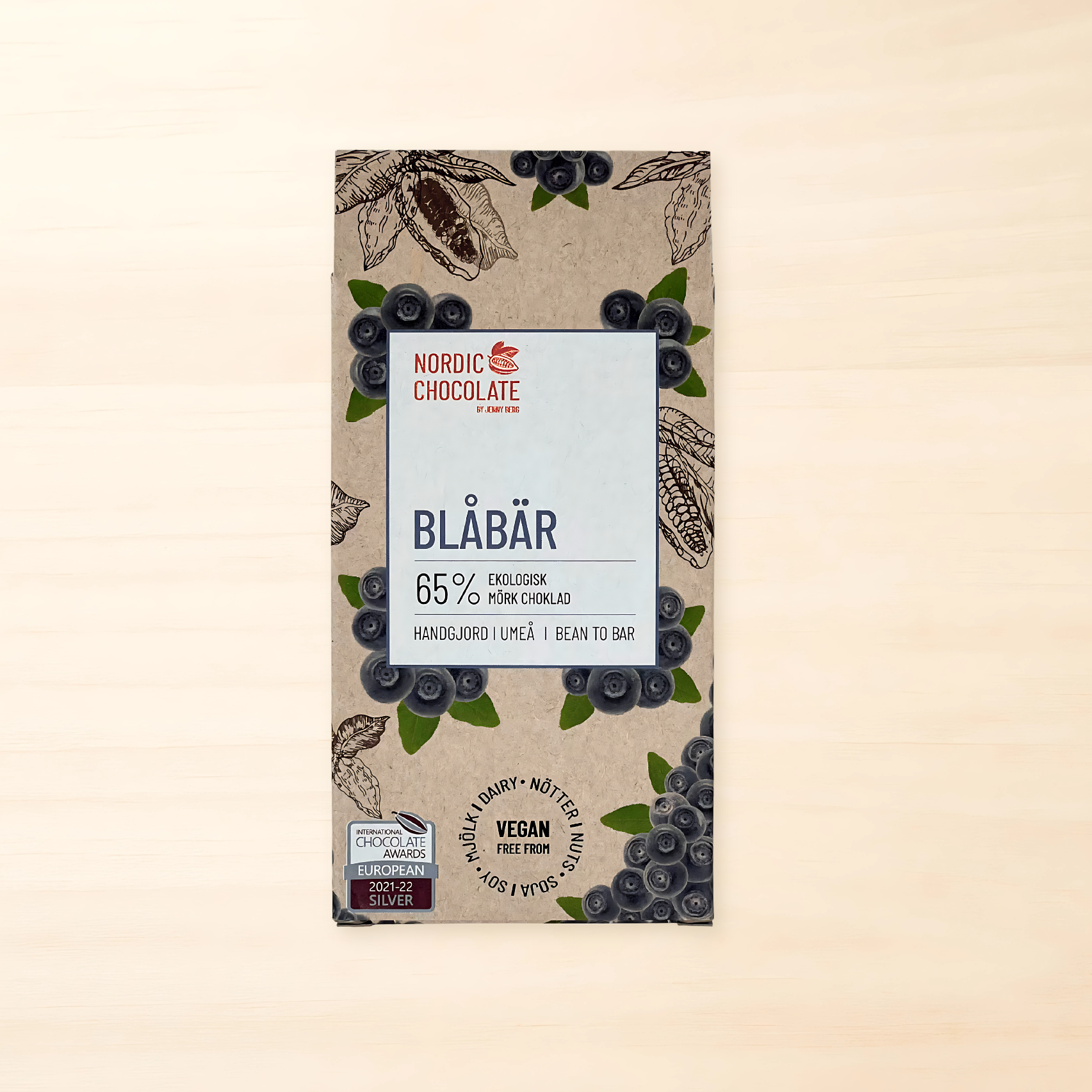 Nordic Chocolate Schwedische Blaubeer Schokolade, 90g