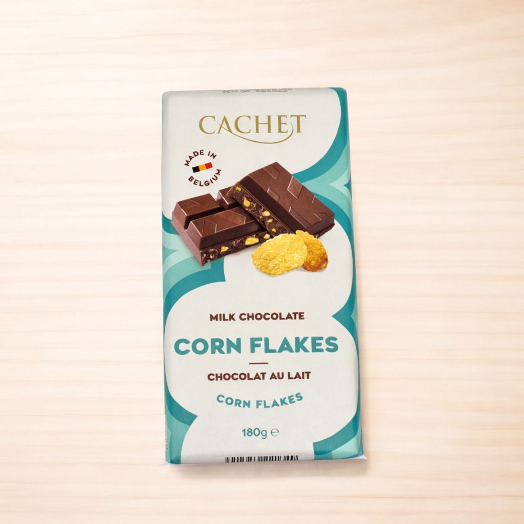 Cachet Vollmilchschokolade mit Cornflakes, belgische Schokoladentafel mit knusprigen Getreidestückchen