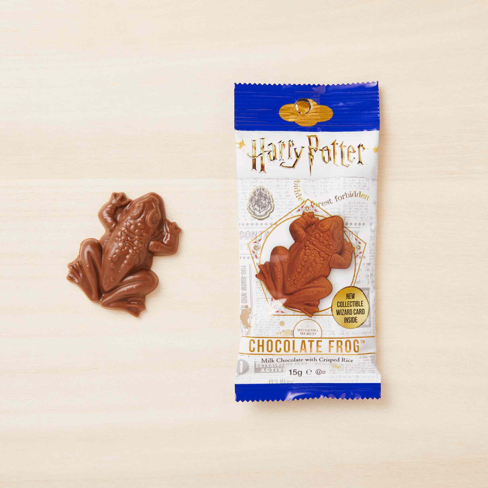 Harry-Potter-Frosch aus Vollmilch-Schokolade mit Puffreis und Zauberer-Karte von Jelly Belly